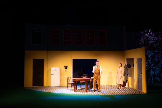 Próba medialna spektaklu "Śmierć komiwojażera" w reżyserii Radosława Rychcika (zdjęcia)