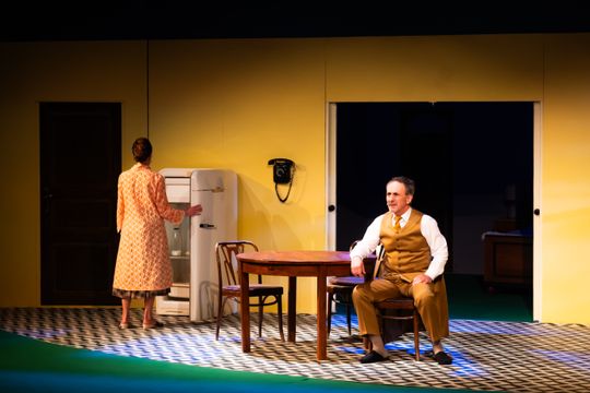 Próba medialna spektaklu "Śmierć komiwojażera" w reżyserii Radosława Rychcika (zdjęcia)