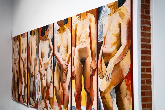 Konferencja prasowa dot. przekazania 7 obrazów Wojciecha Fangora dla MCSW Elektrownia (zdjęcia)