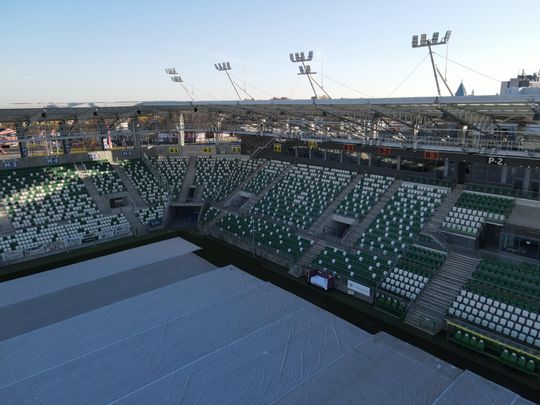 Stadion przy Struga 63 gotowy - zdjęcia z lotu ptaka