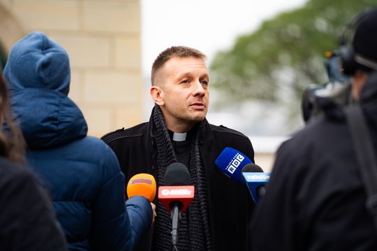  Konferencja prasowa dot. prac konserwatorskich prowadzonych przy budynku Klasztoru Bernardynów (zdjęcia)