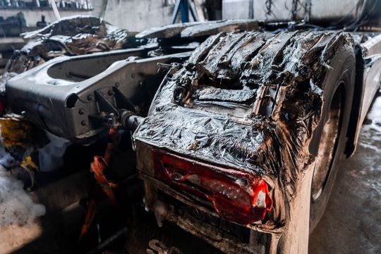 Warsztat w Milejowicach po pożarze (zdjęcia)