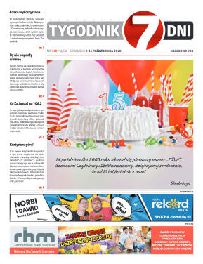 Tygodnik "7 Dni" nr 740 z 9.10.2020 - strona 1