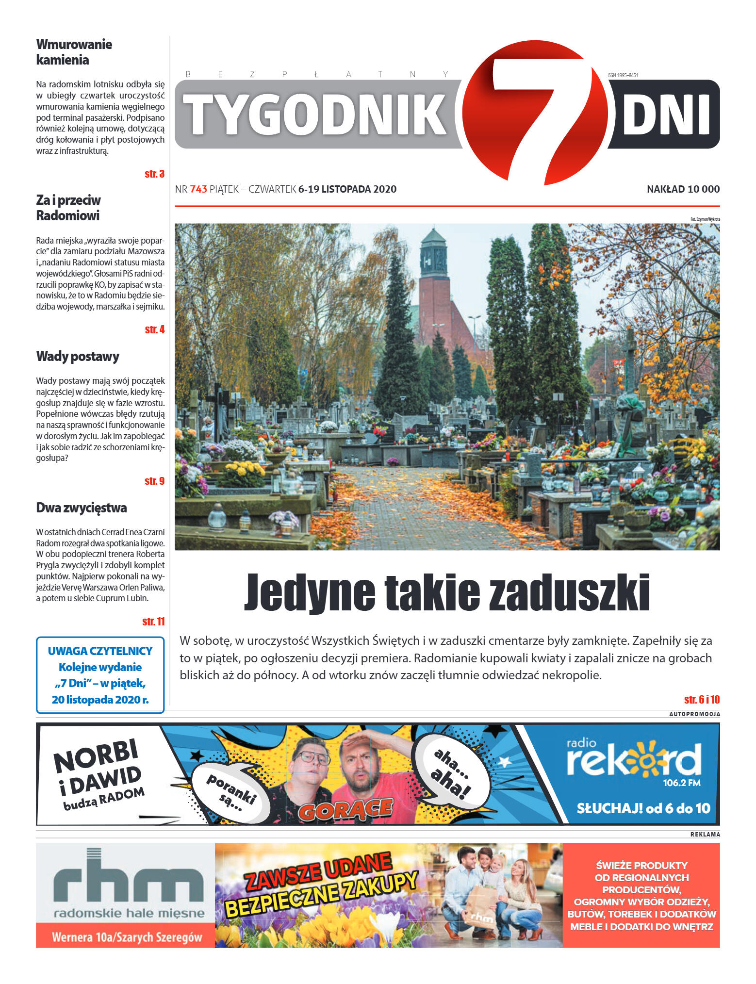 Tygodnik "7 Dni" nr 743 z 6.11.2020 - strona 1