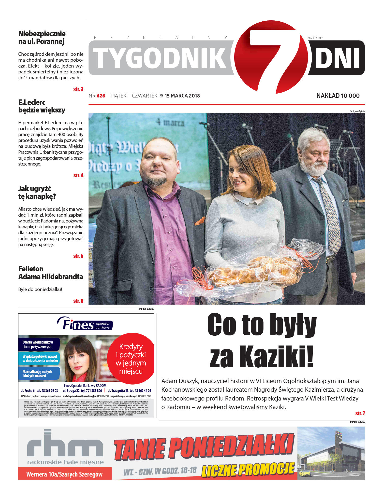 Tygodnik "7 Dni" nr 626 z dn. 9.03.2018 - strona 1