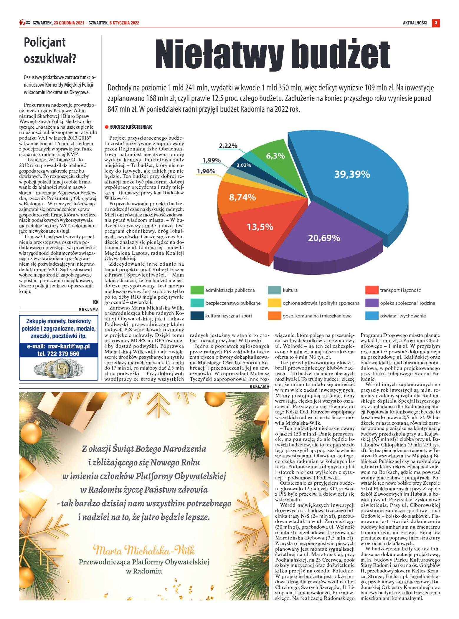 Tygodnik "7 Dni" nr 797 z dn. 23.12.2021 r. - strona 3