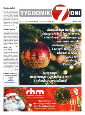 Tygodnik "7 Dni" nr 797 z dn. 23.12.2021 r. - strona 1