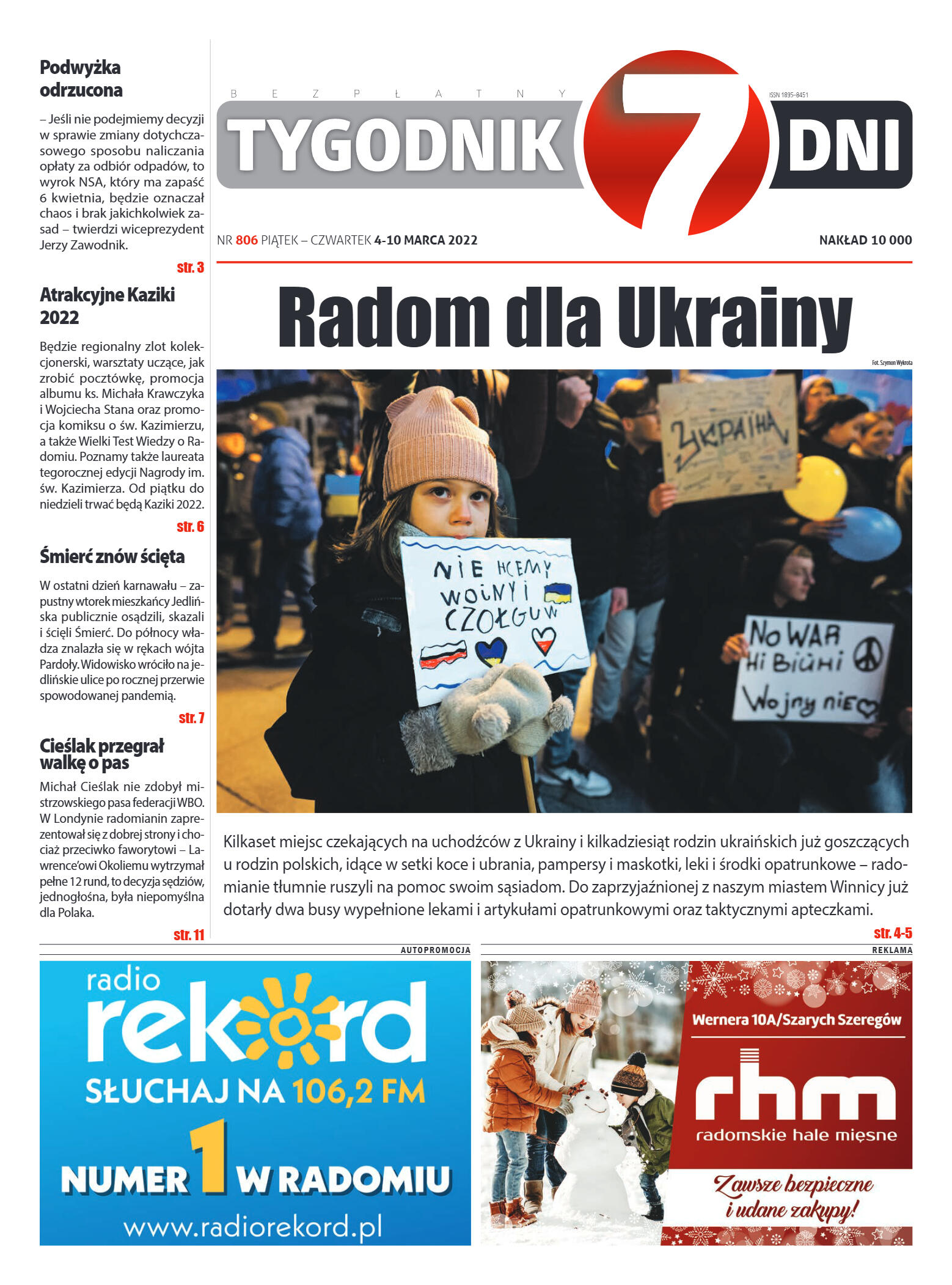 Tygodnik "7 Dni" nr 806 z dn. 4.03.2022 r. - strona 1