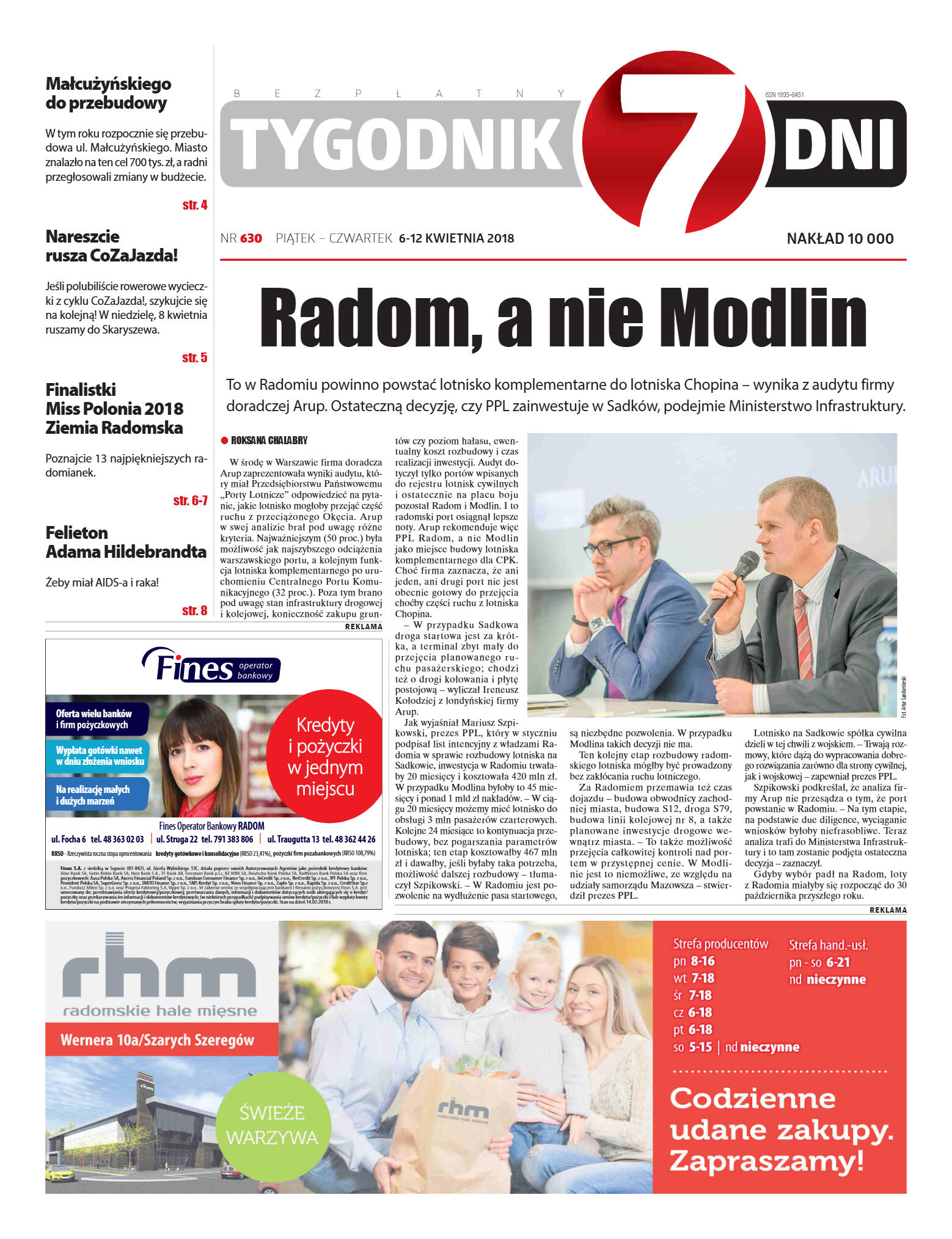 Tygodnik "7 Dni" nr 630 z dn. 6.04.2018 - strona 1