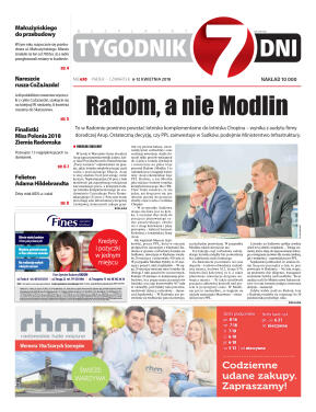 Tygodnik "7 Dni" nr 630 z dn. 6.04.2018 - strona 1