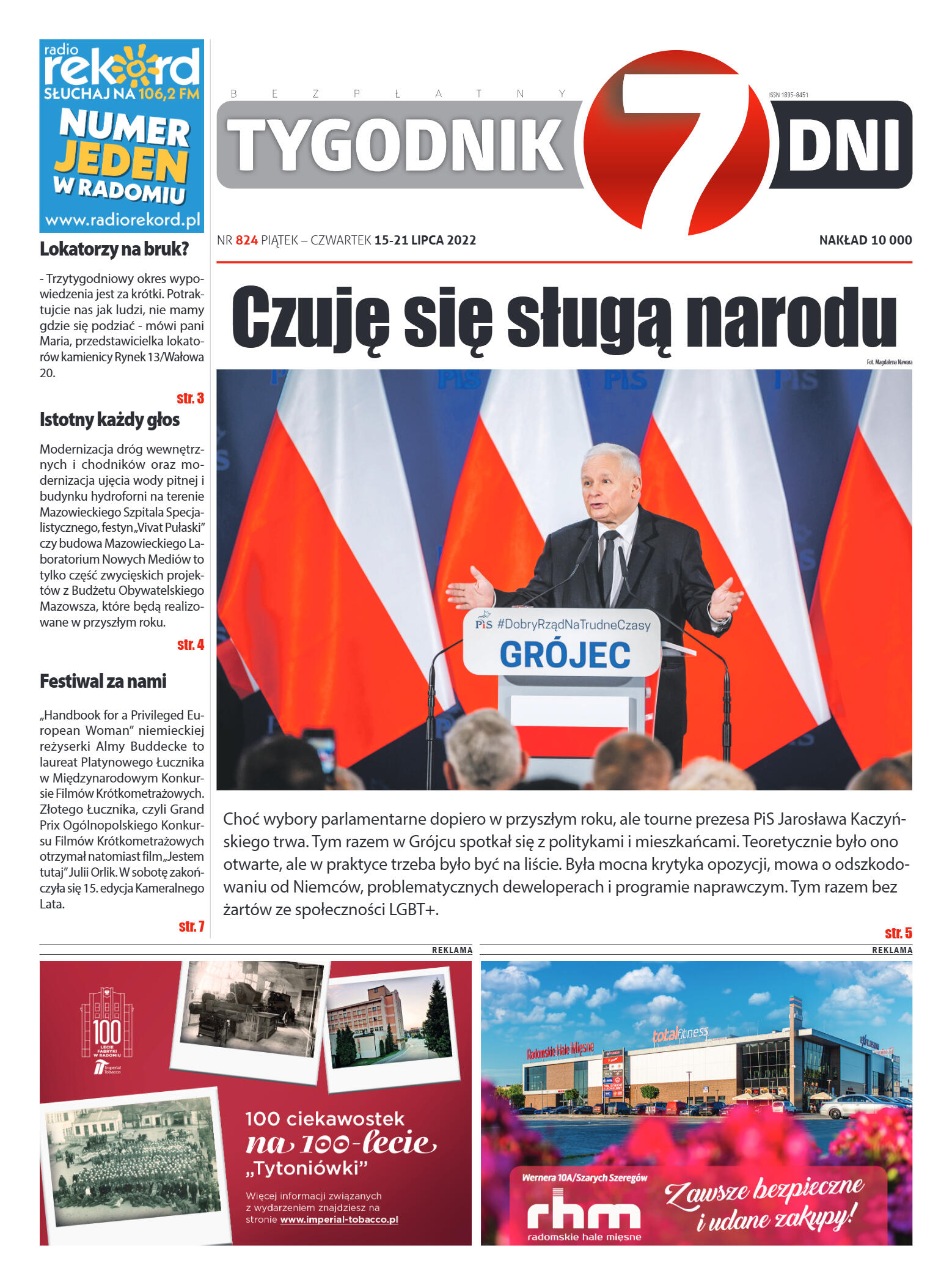 Tygodnik "7 Dni" nr 824 z dn. 15.07.2022 r. - strona 1