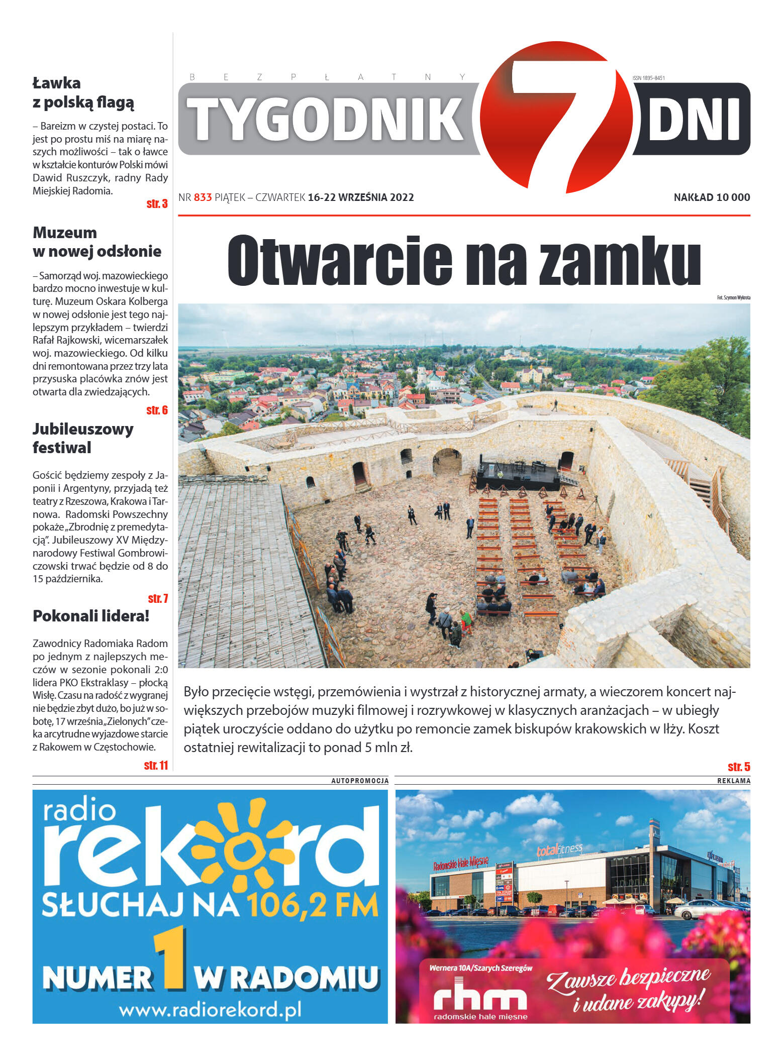 Tygodnik "7 Dni" nr 833 z dn. 16.09.2022 r. - strona 1