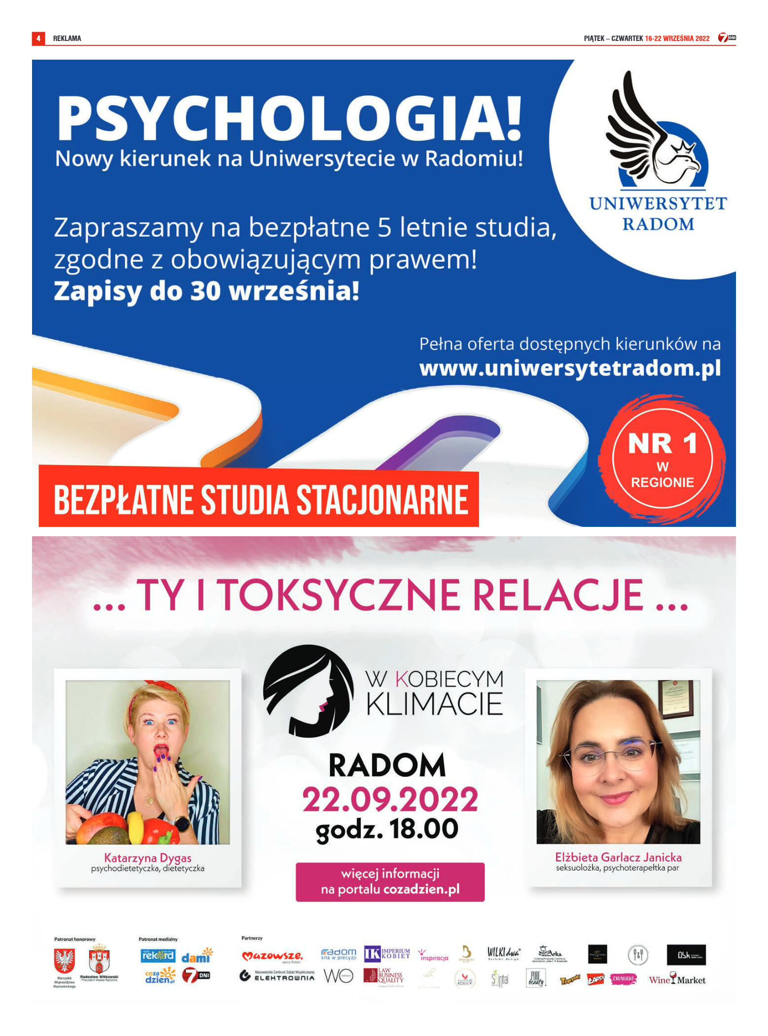 Tygodnik "7 Dni" nr 833 z dn. 16.09.2022 r. - strona 4