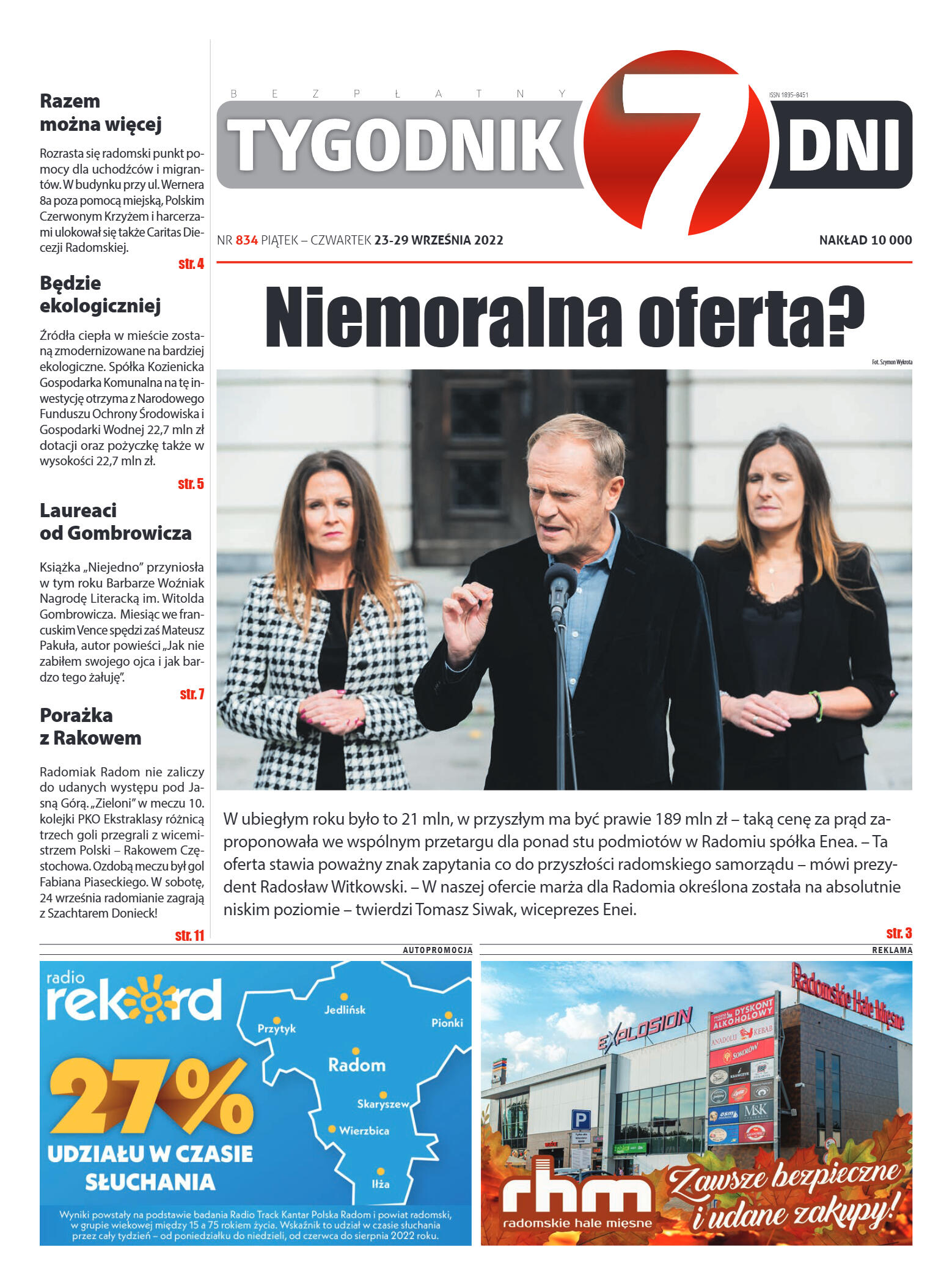 Tygodnik "7 Dni" nr 834 z dn. 23.09.2022 r. - strona 1