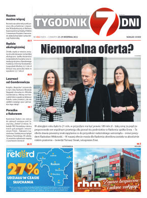 Tygodnik "7 Dni" nr 834 z dn. 23.09.2022 r. - strona 1