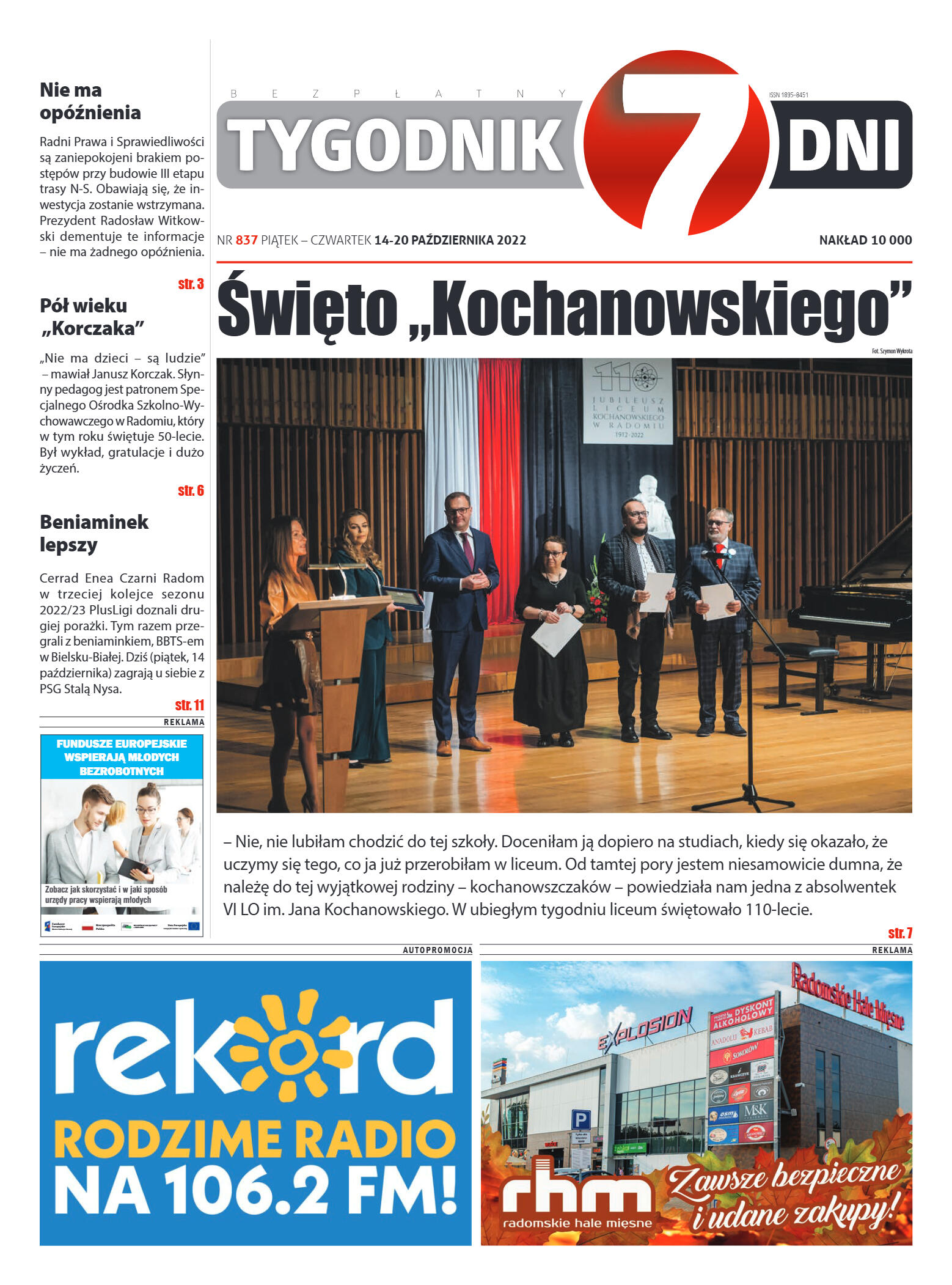 Tygodnik "7 Dni" nr 837 z dn. 14.10.2022 r. - strona 1