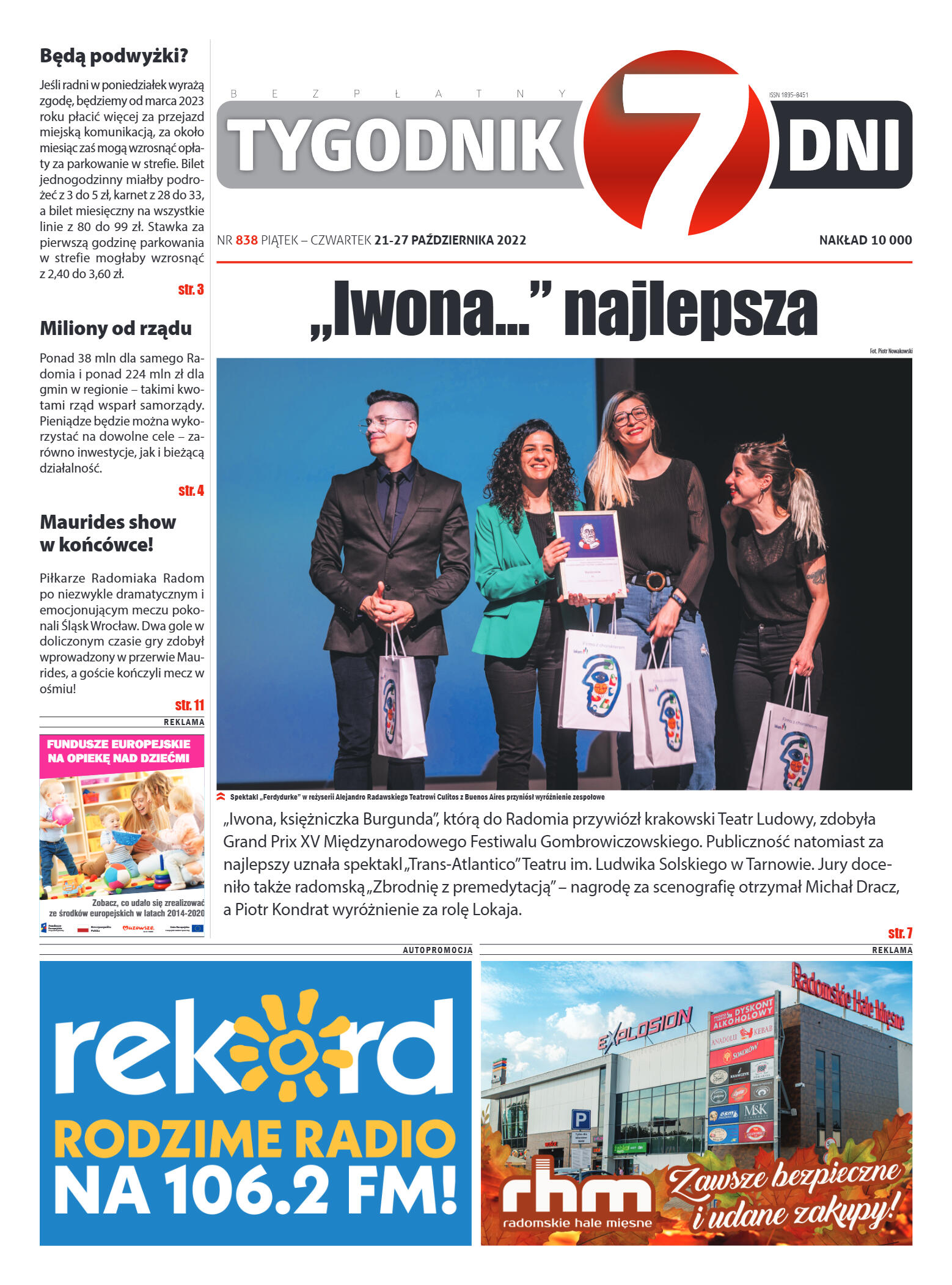 Tygodnik "7 Dni" nr 838 z dn. 21.10.2022 r. - strona 1