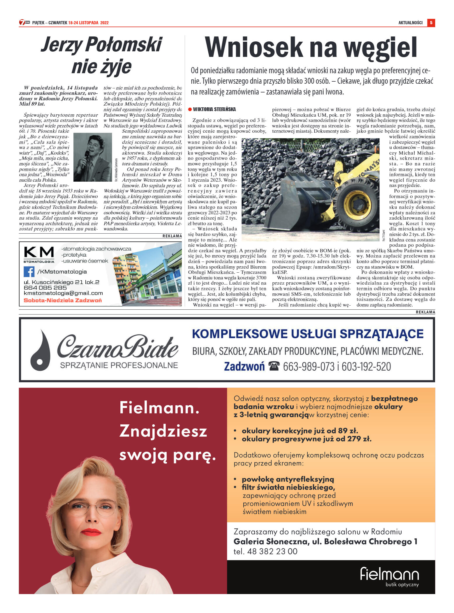 Tygodnik "7 Dni" nr 841 z dn. 18.11.2022 r. - strona 5