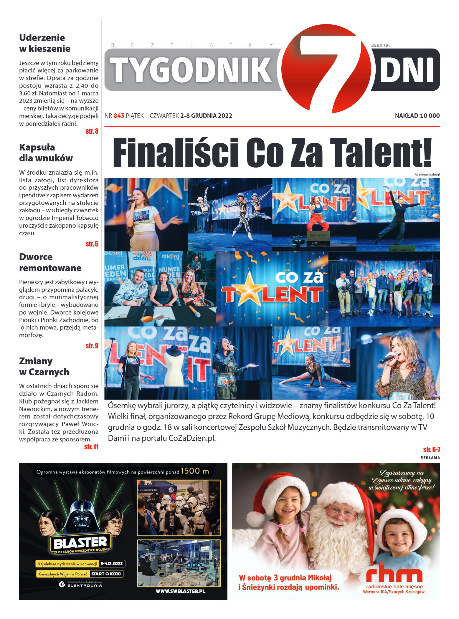 Tygodnik "7 Dni" nr 843 z dn. 2.12.2022 r. - strona 1