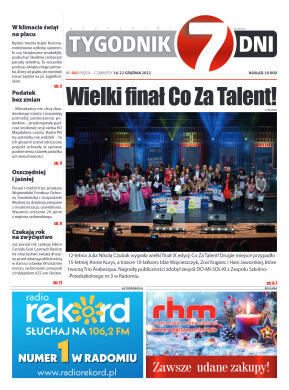 Tygodnik "7 Dni" nr 845 z dn. 16.12.2022 r. - strona 1