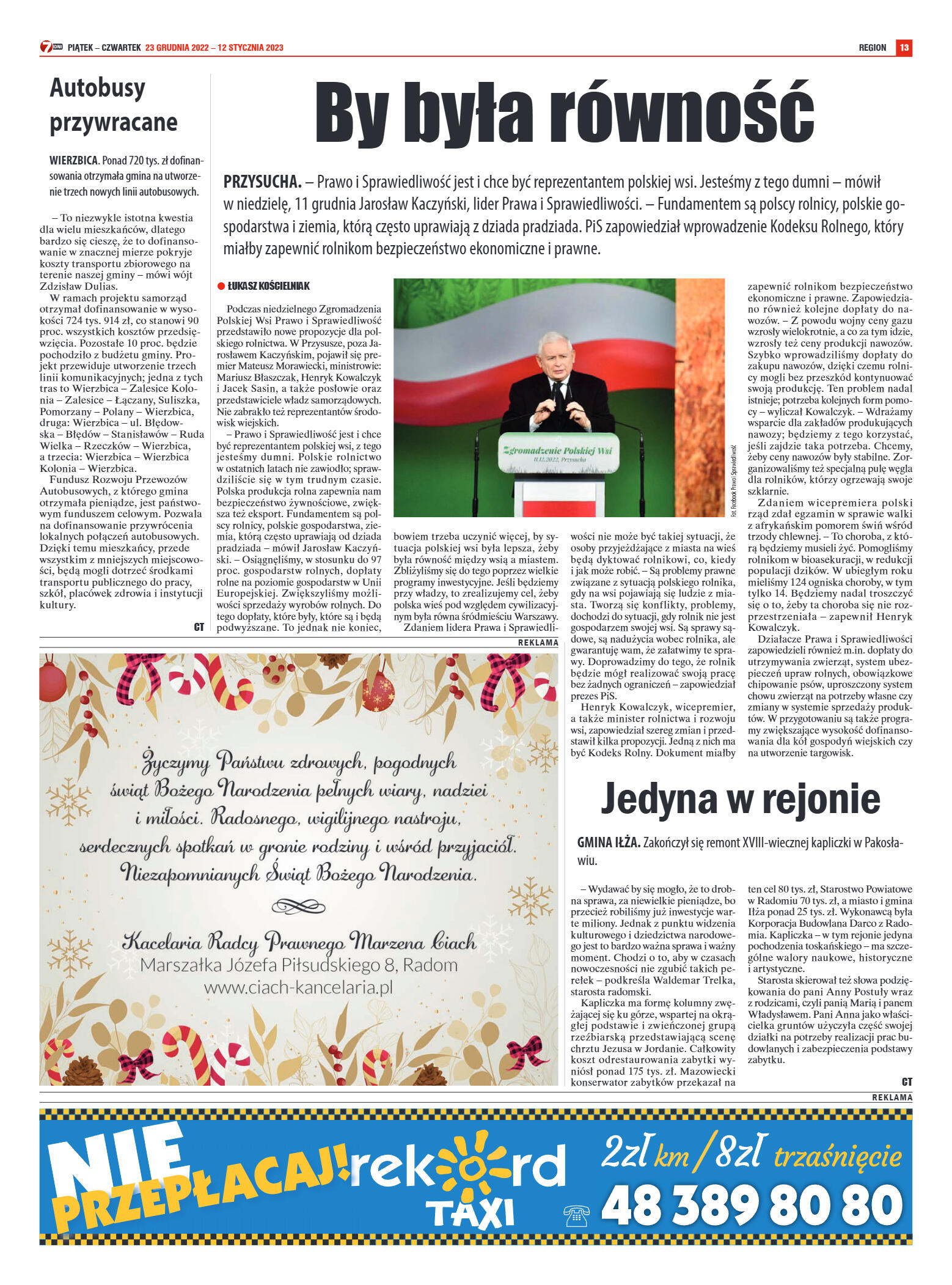 Tygodnik "7 Dni" nr 846 z dn. 23.12.2022 r. - strona 13