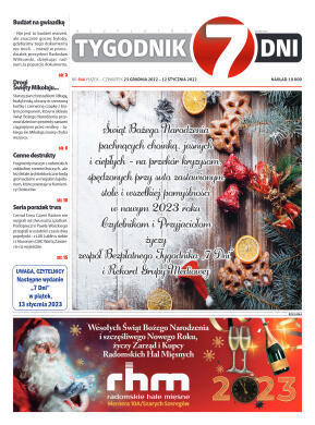 Tygodnik "7 Dni" nr 846 z dn. 23.12.2022 r. - strona 1
