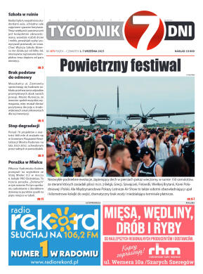 Tygodnik "7 Dni" nr 875 z dn. 1.09.2023 r. - strona 1