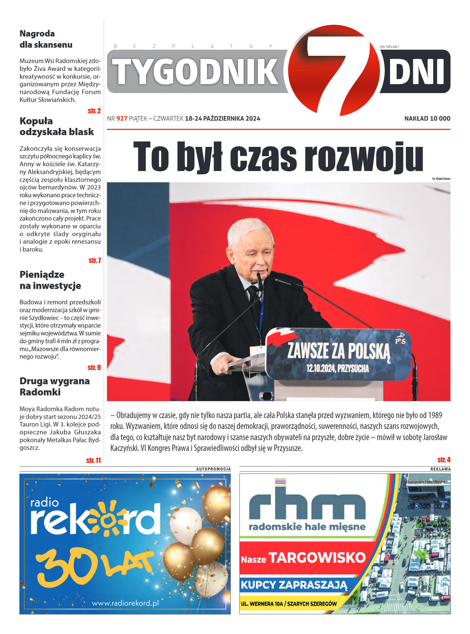 Tygodnik "7 Dni" nr 927 z dn. 18.10.2024 r. - strona 1