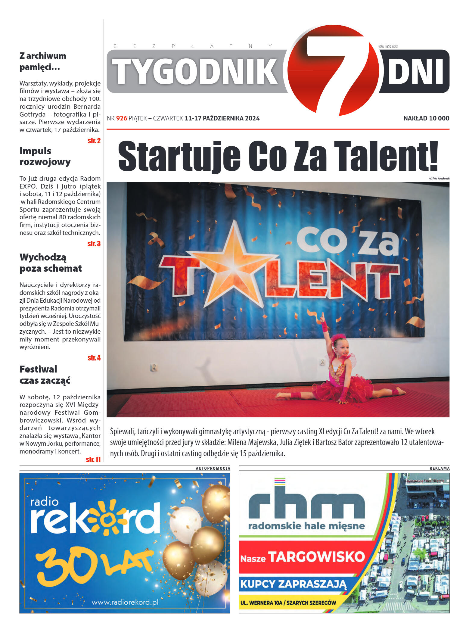 Tygodnik "7 Dni" nr 926 z dn. 11.10.2024 r. - strona 1