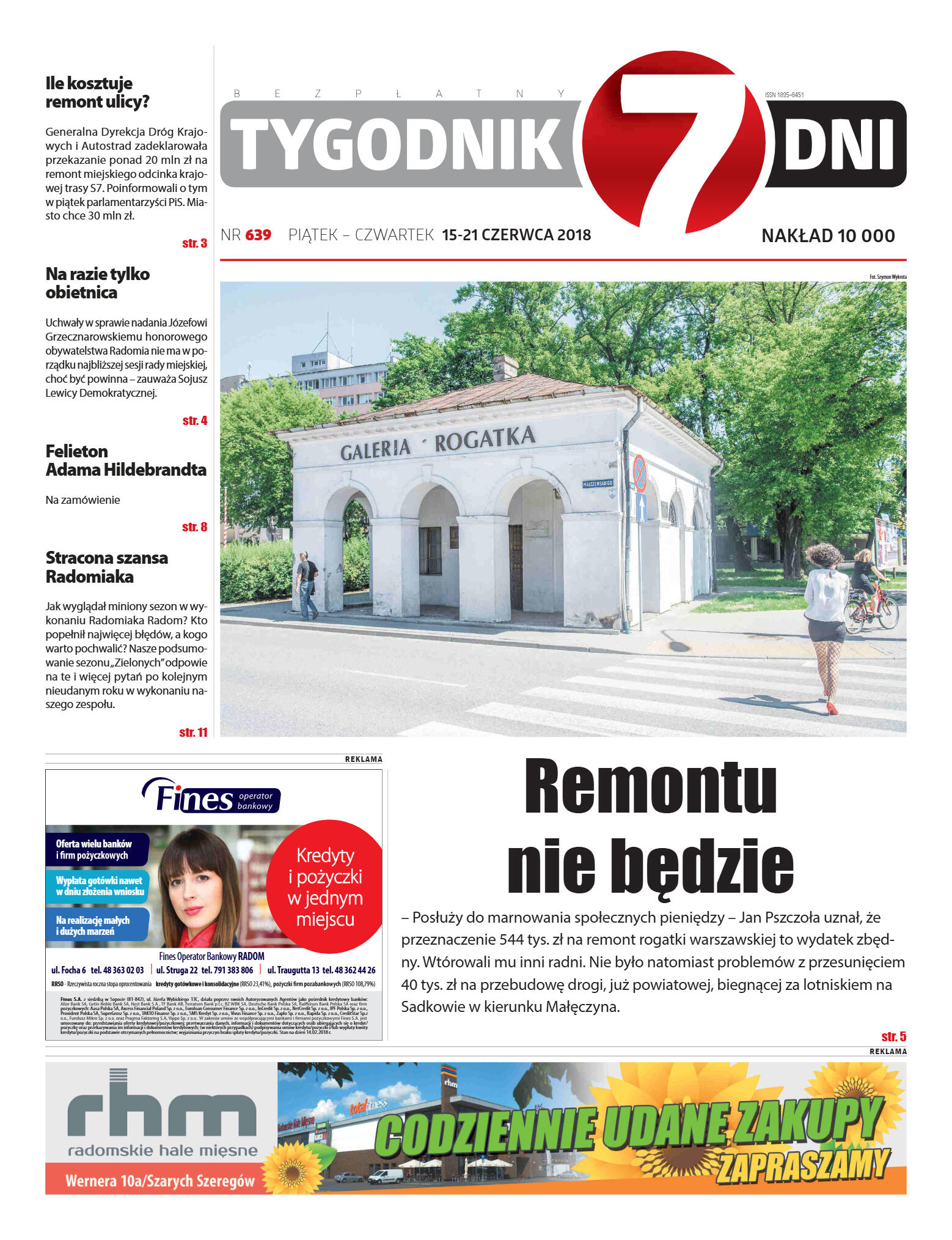 Tygodnik "7 Dni" nr 639 z dn. 15.06.2018 - strona 1
