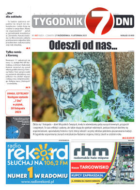 Tygodnik "7 Dni" nr 883 z dn. 27.10.2023 r. - strona 1