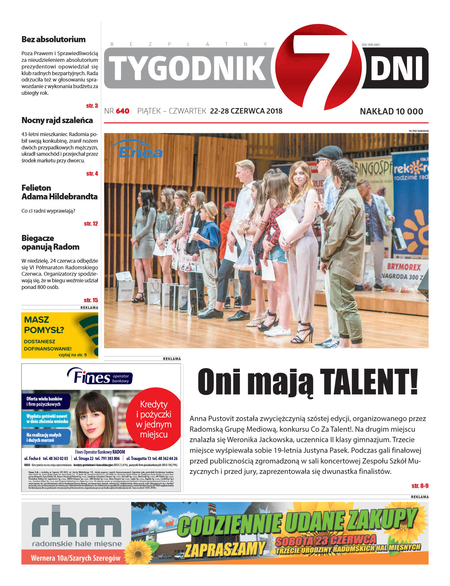 Tygodnik "7 Dni" nr 640 z dn. 22.06.2018 - strona 1