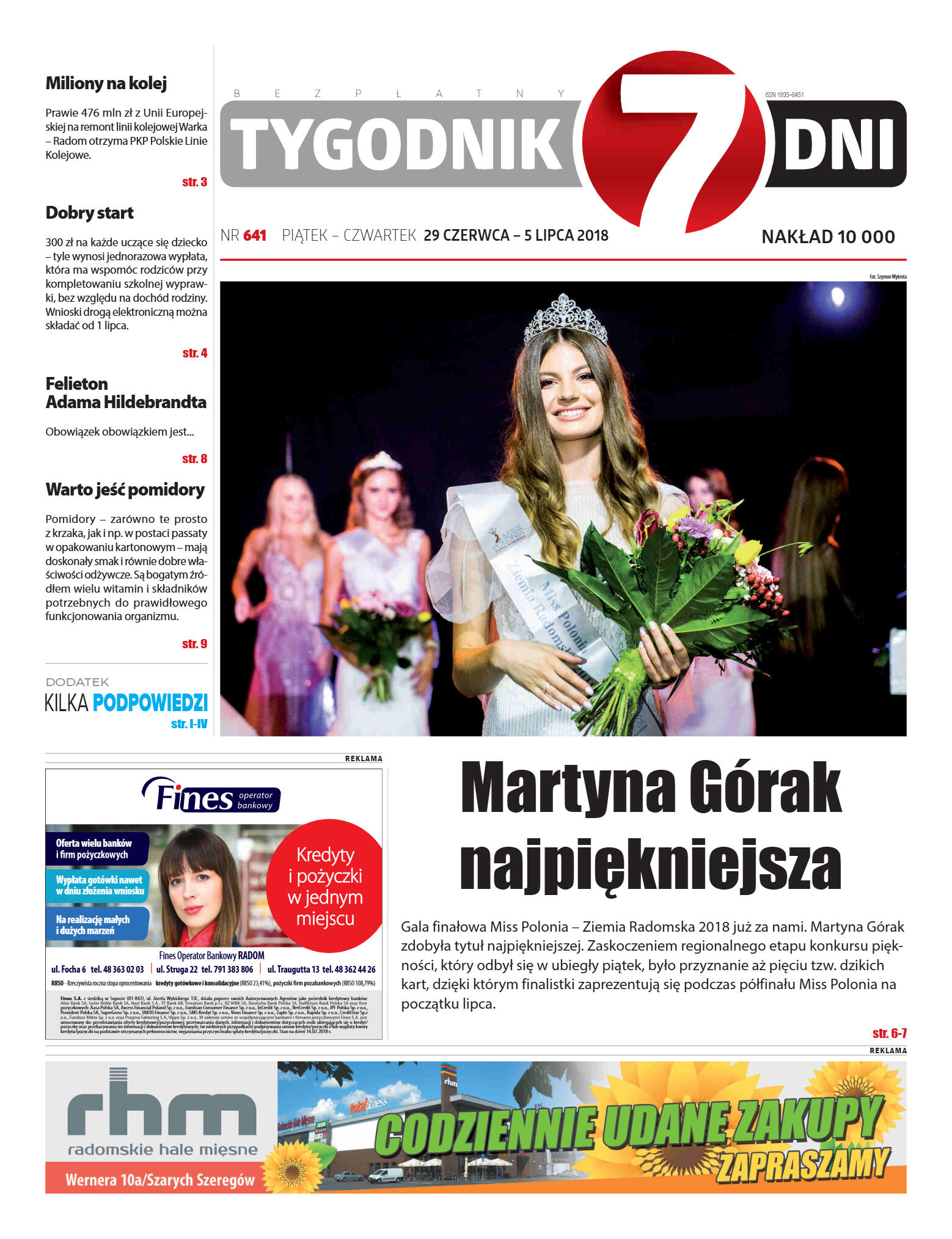 Tygodnik "7 Dni" nr 641 z dn. 29.06.2018 - strona 1