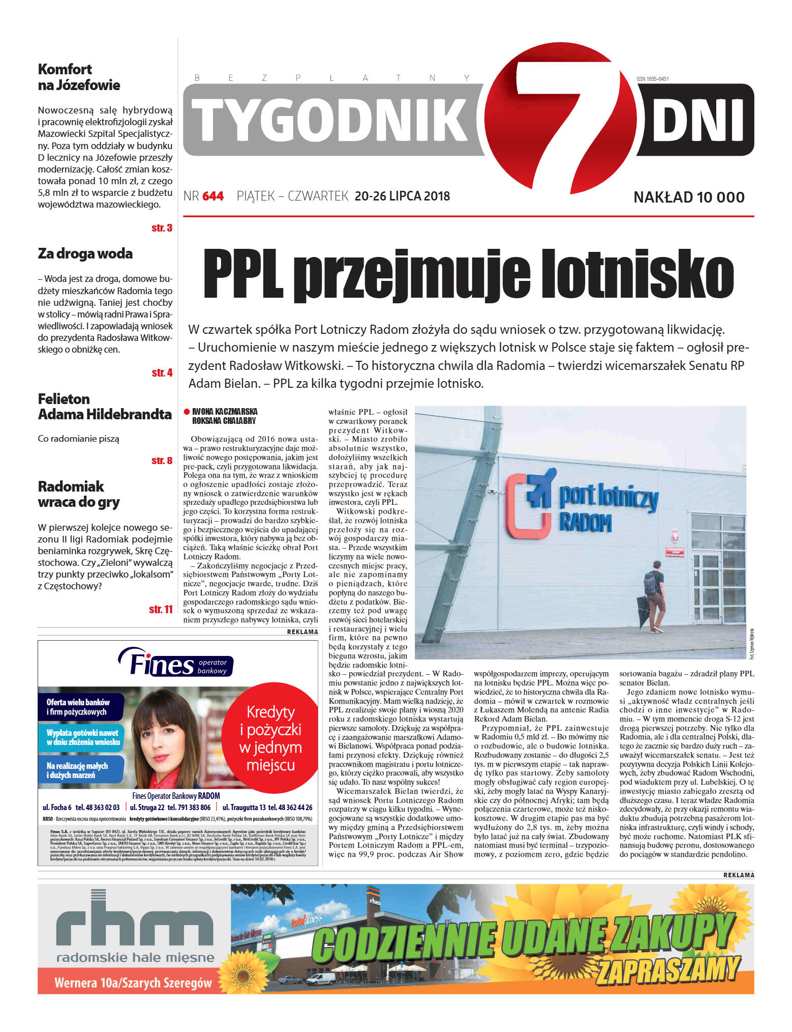 Tygodnik "7 Dni" nr 644 z 20.07.2018 - strona 1