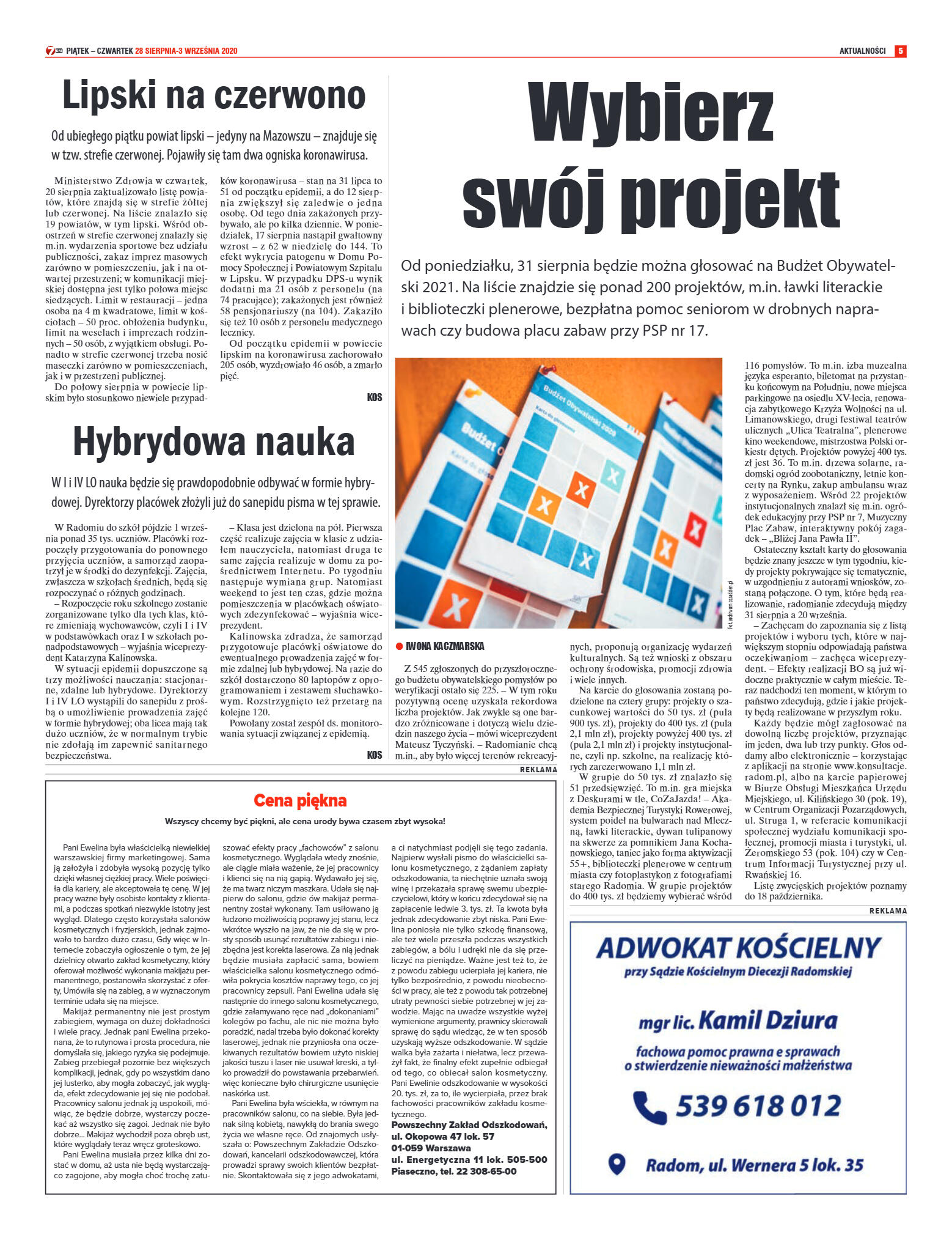 Tygodnik "7 Dni" nr 734 z 28.08.2020 - strona 5