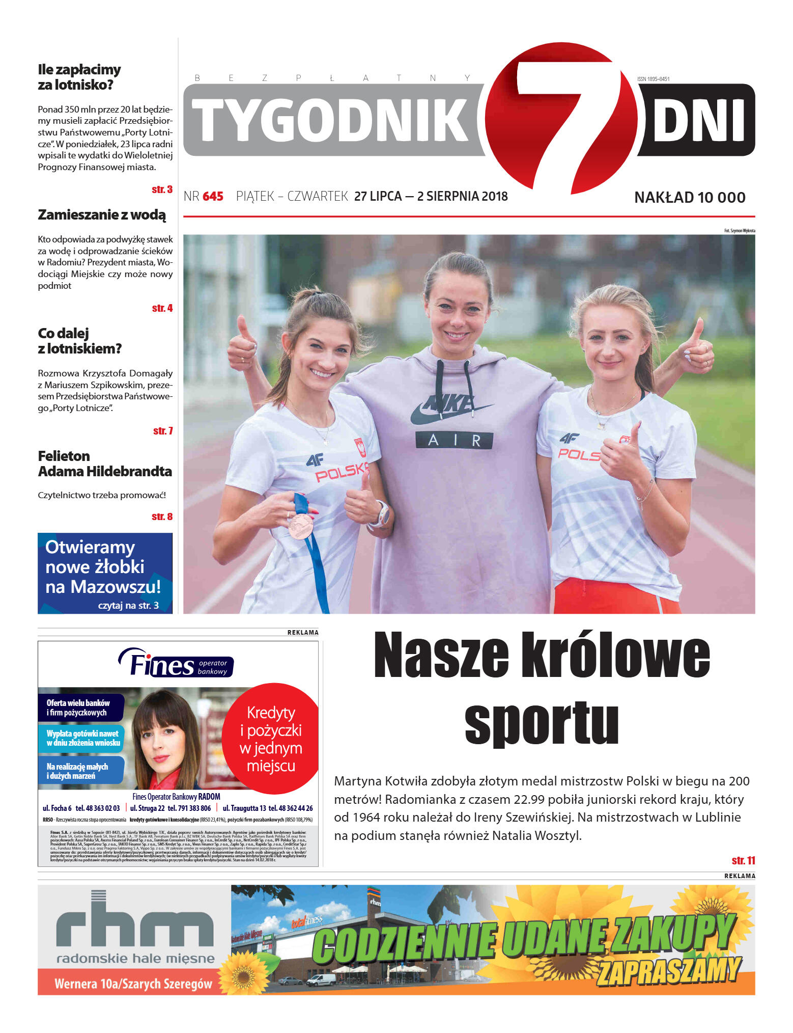 Tygodnik "7 Dni" nr 645 z 27.07.2018 - strona 1