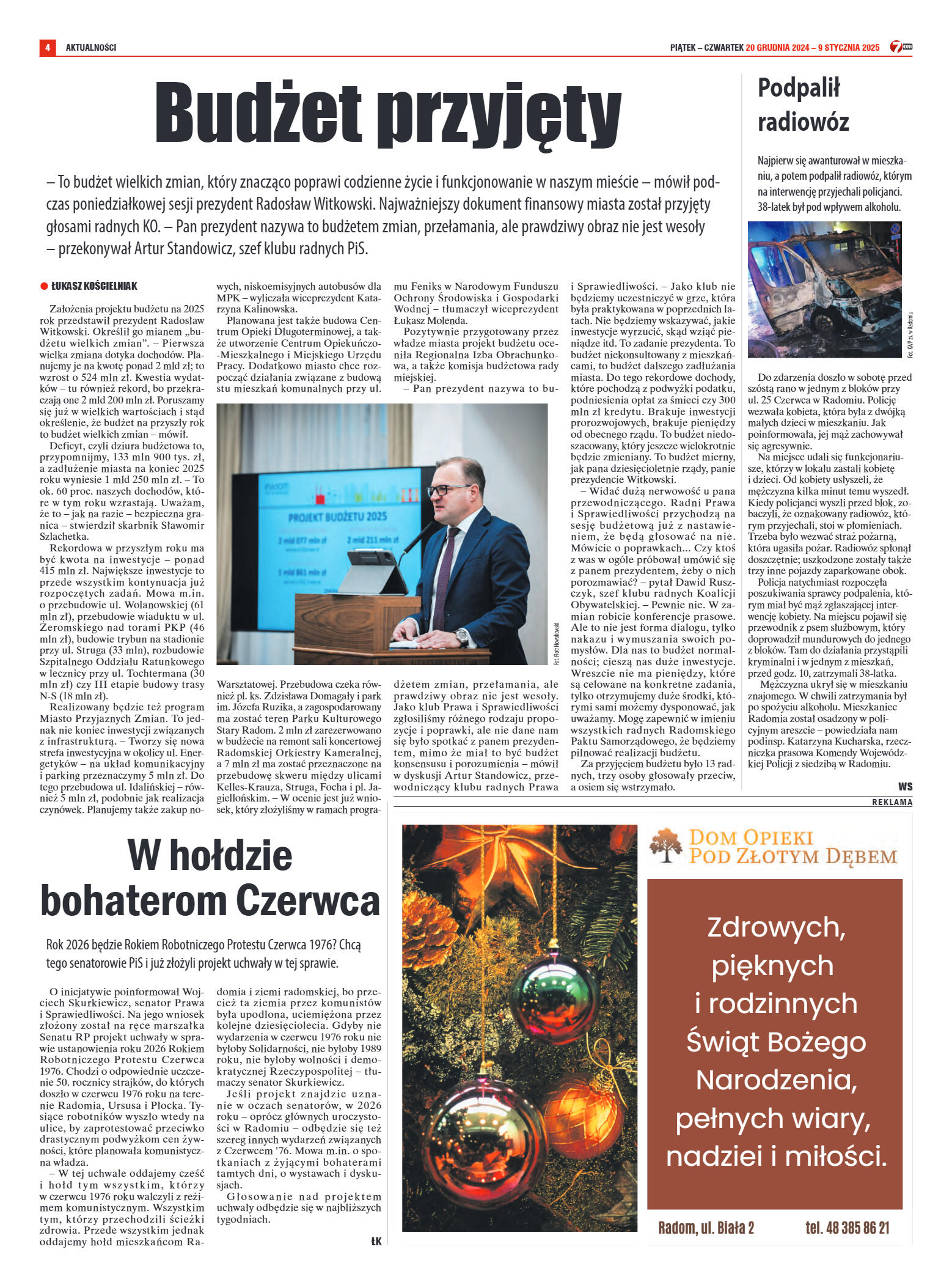 Tygodnik "7 Dni" nr 935 z dn. 20.12.2024 r. - strona 4
