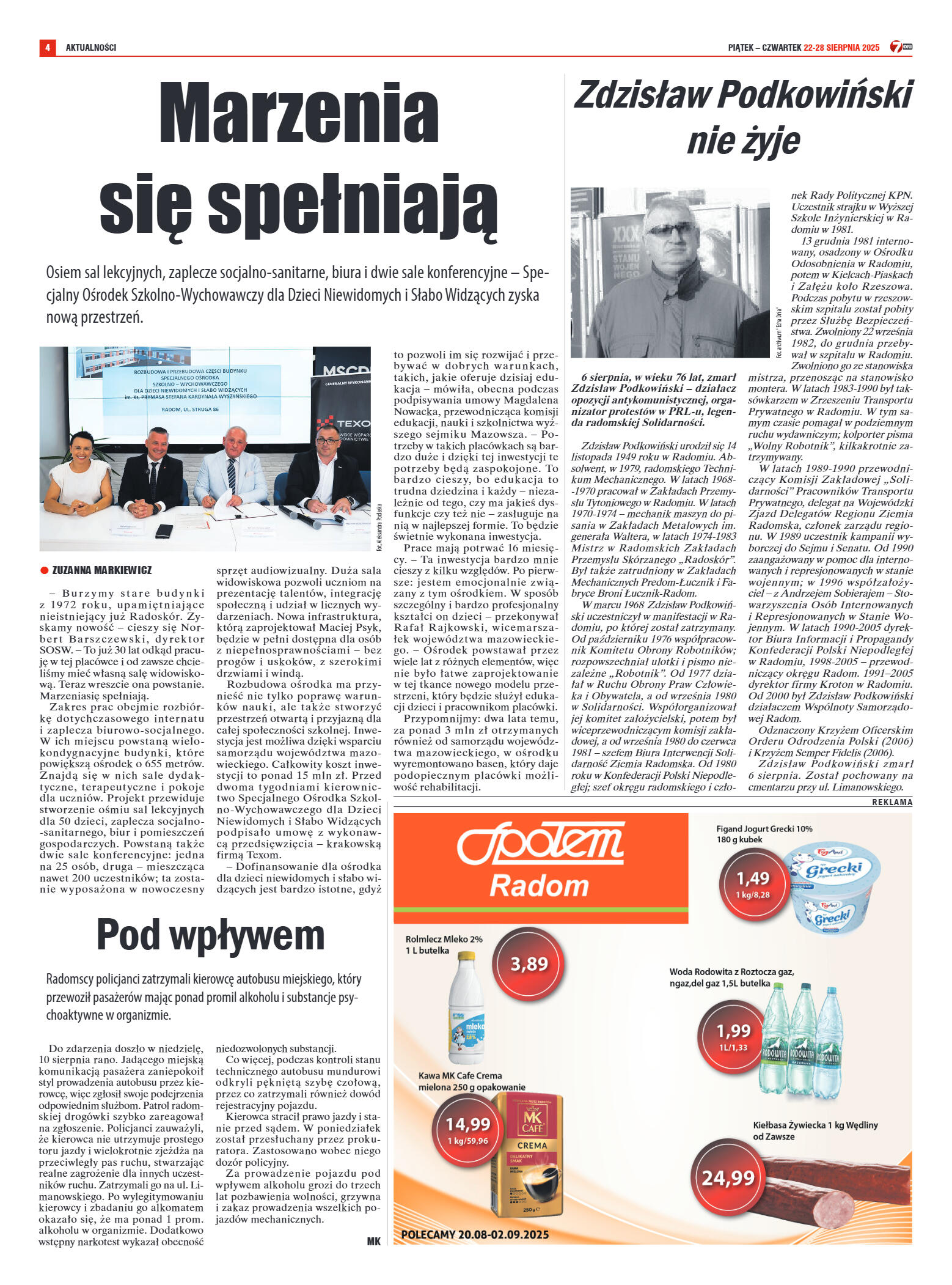 Tygodnik "7 Dni" nr 959 z dn. 22.08. 2025 r. - strona 4