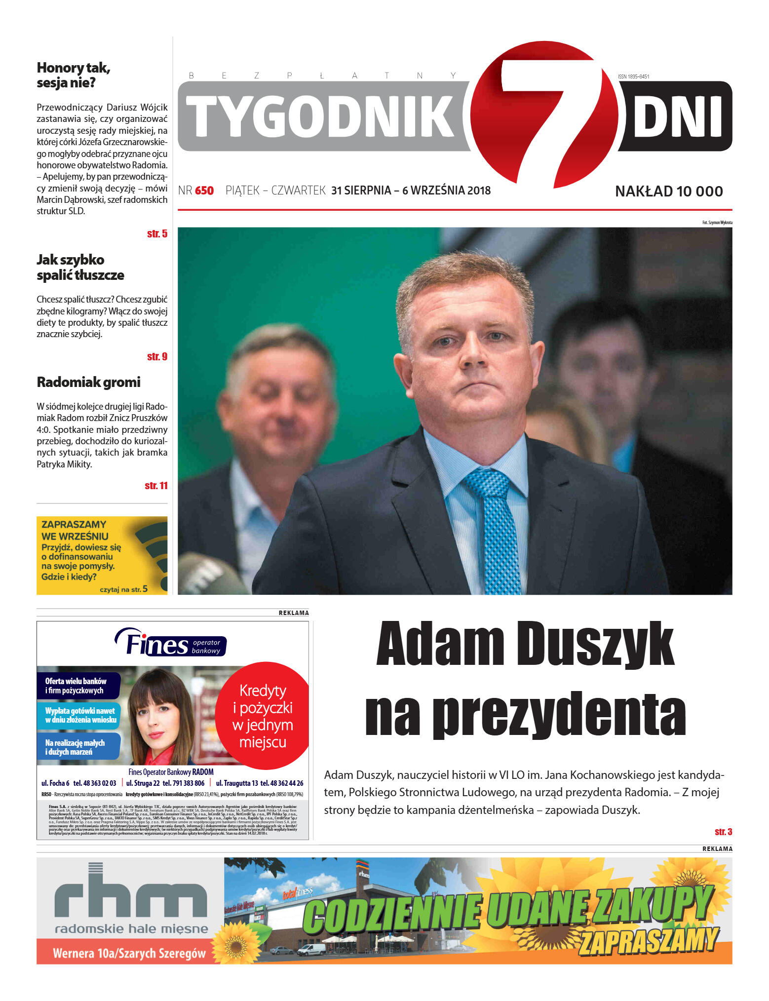 Tygodnik "7 Dni" nr 650 z 31.08.2018 - strona 1