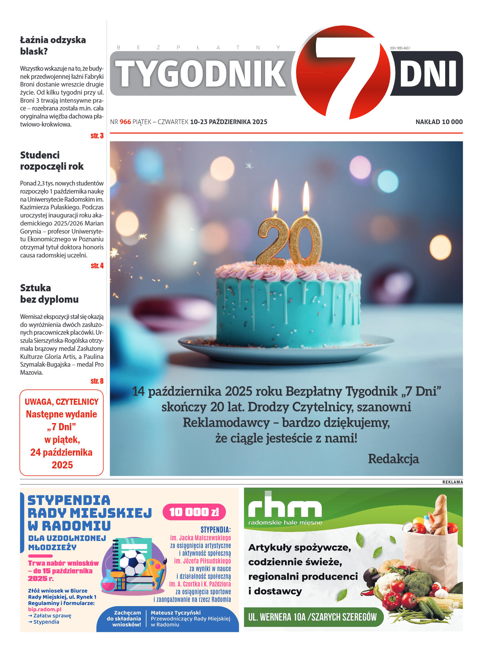 Tygodnik "7 Dni" nr 966 z dn. 10.10. 2025 r. - strona 1