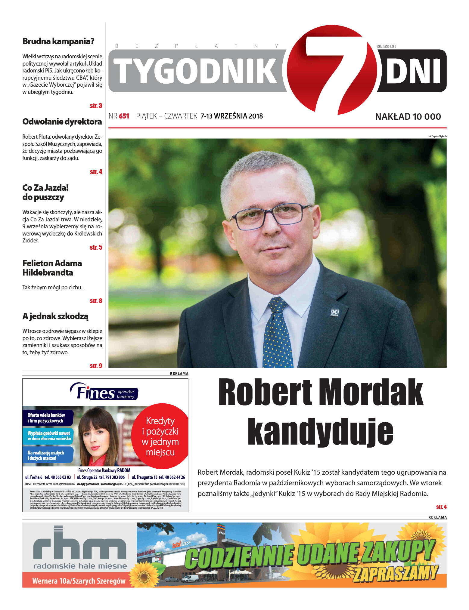 Tygodnik "7 Dni" nr 651 z 07.09.2018 - strona 1