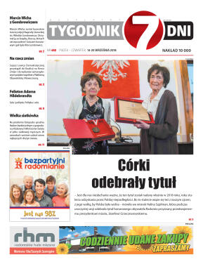 Tygodnik "7 Dni" nr 652 z 14.09.2018 - strona 1