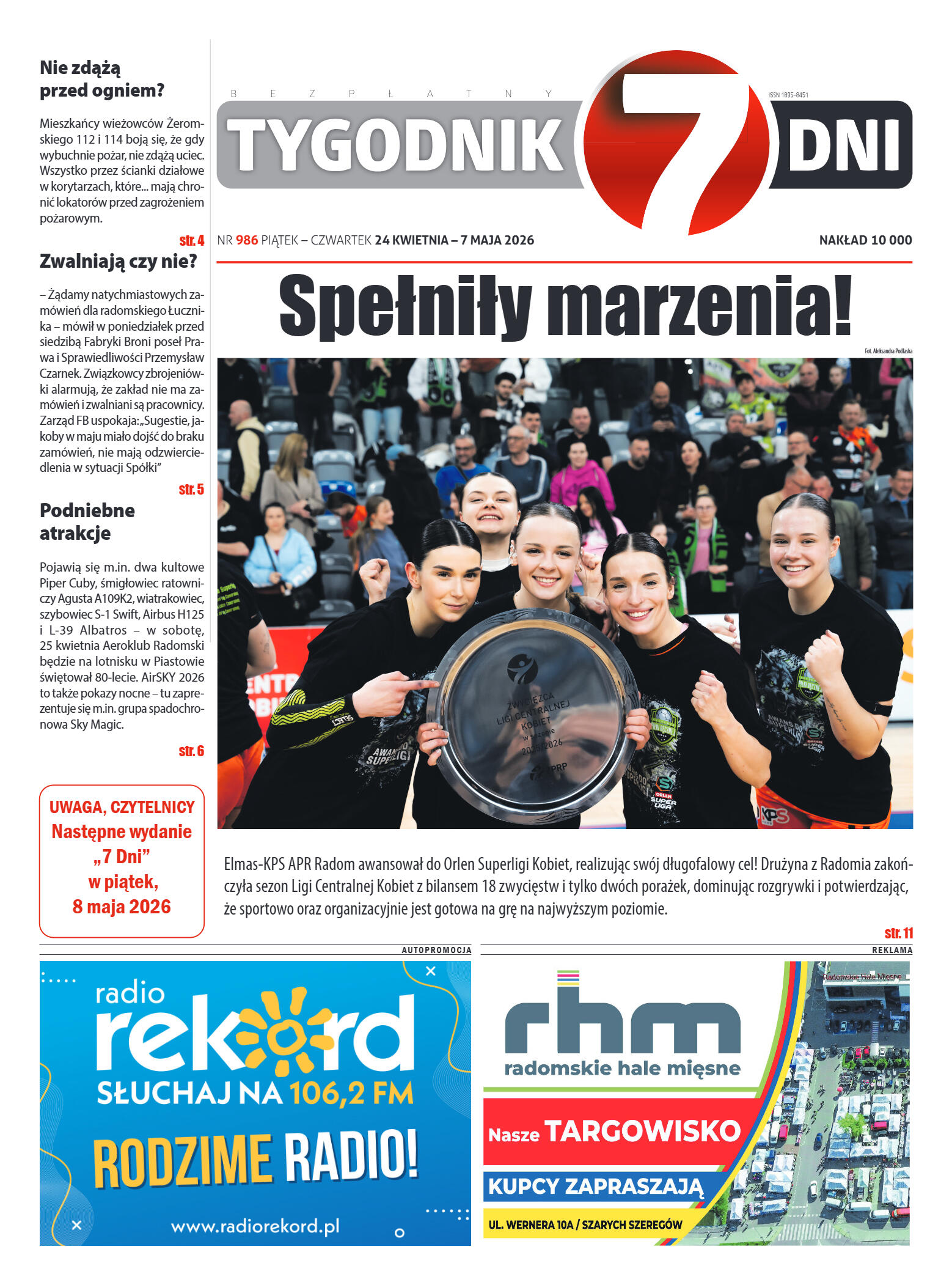 Tygodnik "7 Dni" nr 986 z dn. 24.04. 2026 r. - strona 1