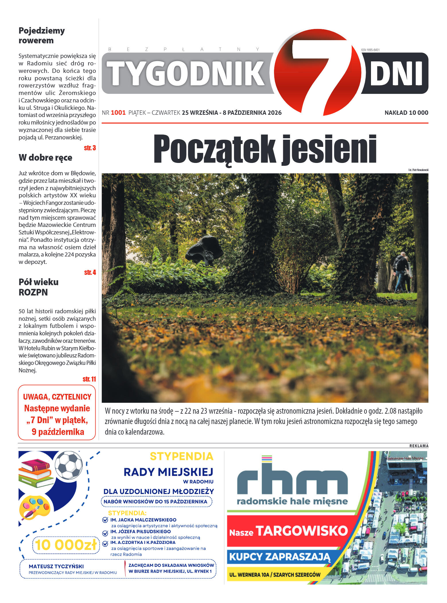 Tygodnik "7 Dni" nr 1001 z dn. 25.09.2026 r. - strona 1