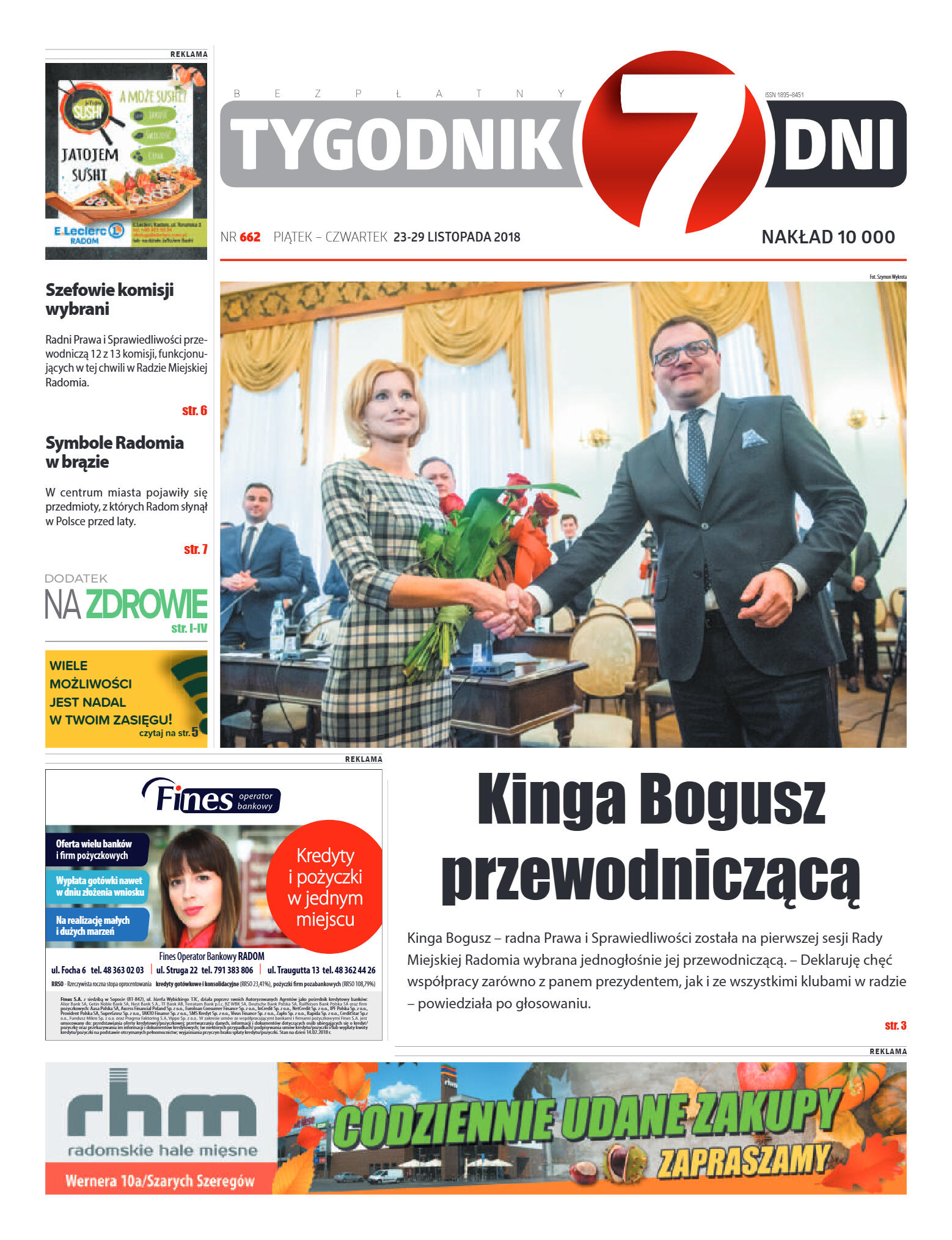 Tygodnik "7 Dni" nr 662 z 23.11.2018 - strona 1
