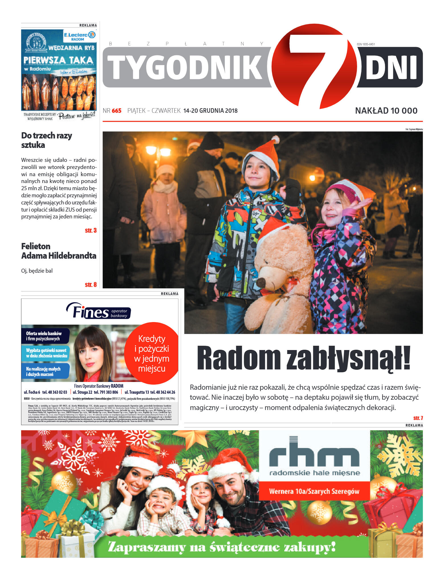 Tygodnik "7 Dni" nr 665 z 14.12.2018 - strona 1
