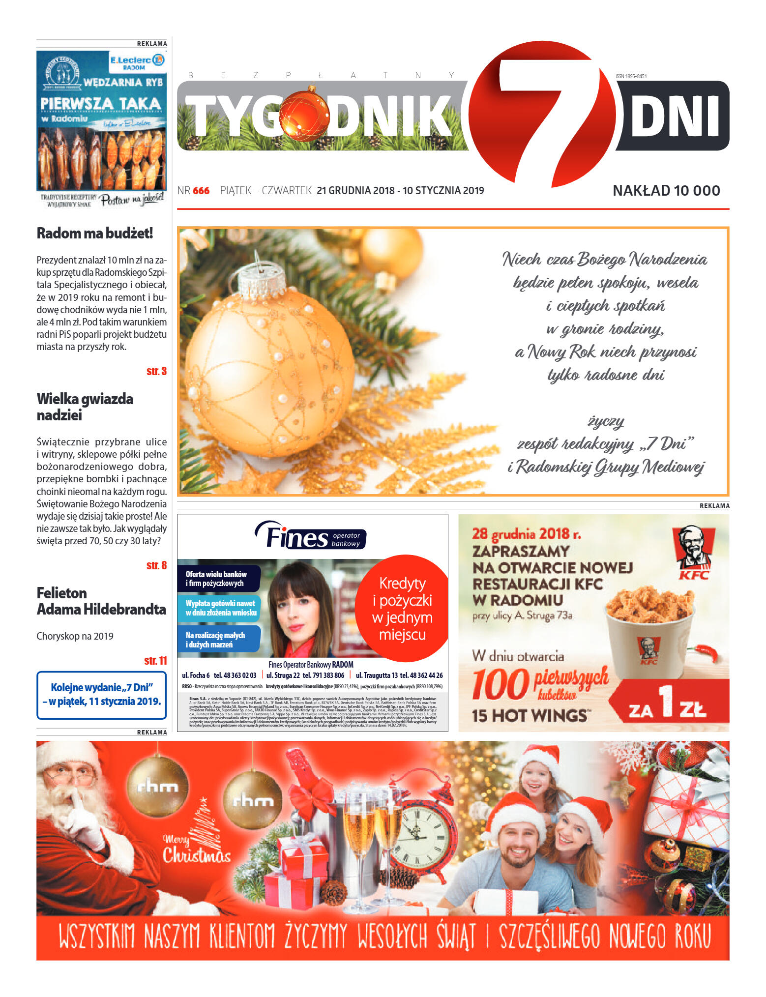 Tygodnik "7 Dni" nr 666 z 21.12.2018 - strona 1