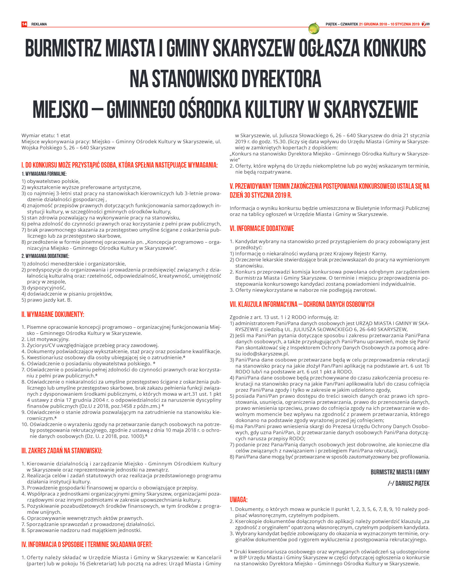 Tygodnik "7 Dni" nr 666 z 21.12.2018 - strona 14