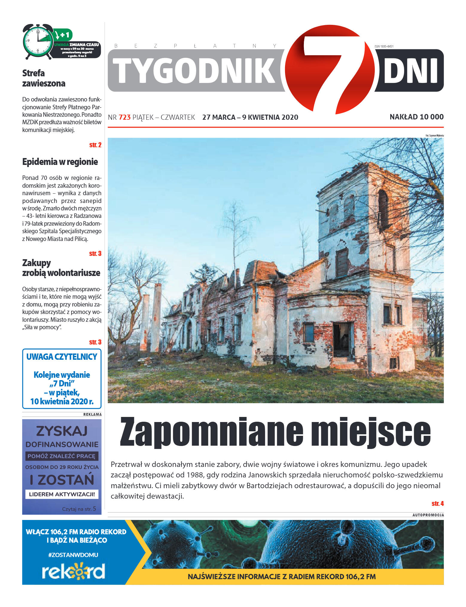 Tygodnik "7 Dni" nr 723 z 27.03.2020 - strona 1