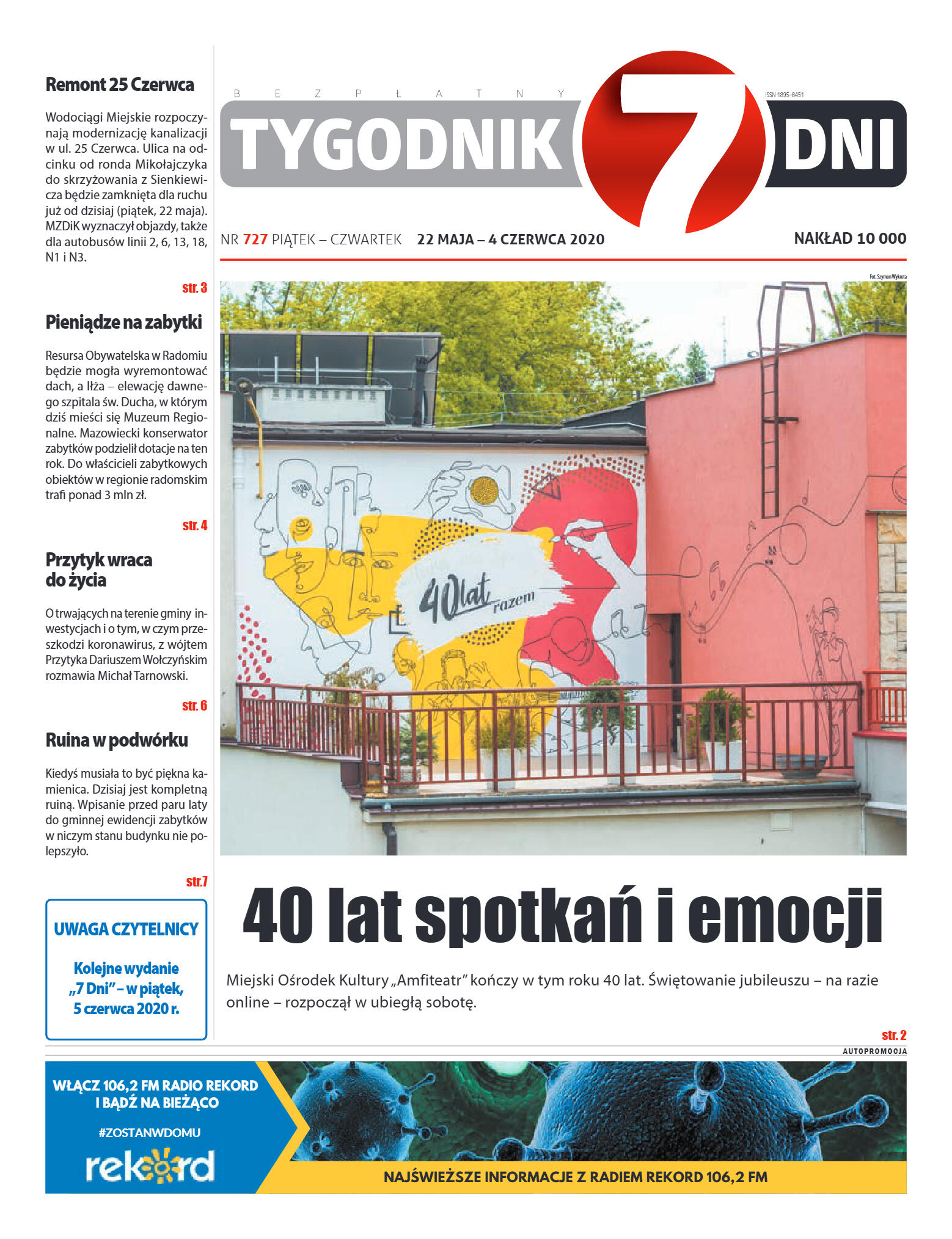 Tygodnik "7 Dni" nr 727 z 22.05.2020 - strona 1
